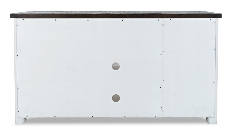 Meuble pour téléviseur rustique Madison de 60 po avec rangement et système de gestion des câbles pour téléviseurs jusqu’à 65 po - blanc