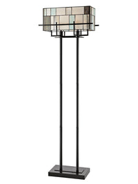 Lampe à pied Manson de 63 po de style Tiffany avec verre soufflé à la main