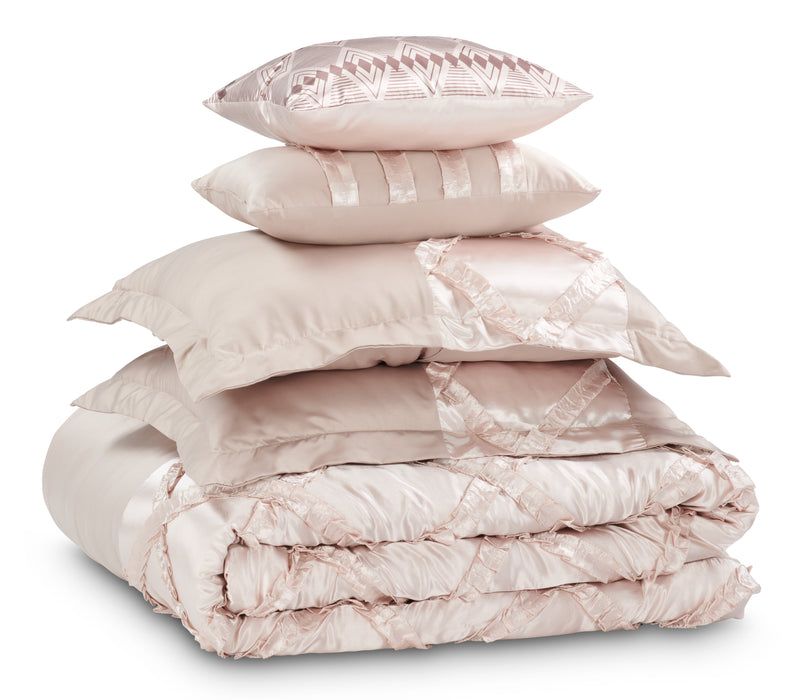 Ensemble d'édredon Margot 7 pièces pour grand lit - moka