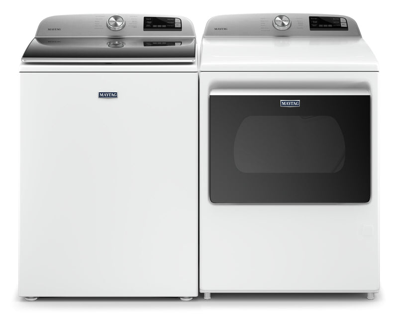 Maytag 5.4 Cu. Ft. Smart Top-Load Washer and 7.4 Cu. Ft. Smart Gas Dryer - White