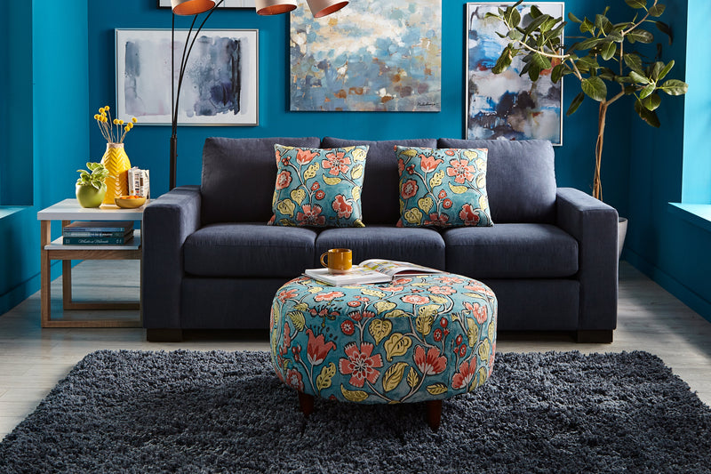 Pouf personnalisable The Curve de Sofa Lab de 31 po fabriqué au Canada en tissu - Malibu multicolore