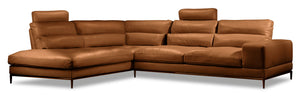 Sofa sectionnel de gauche Milan 2 pièces avec deux appuie-têtes - brun
