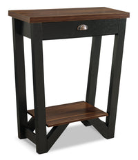 Table de bout moderne Arika de 31 po avec rangement et tablette - noyer foncé et noir