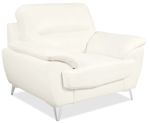 Olivia Leather-Look Fabric Chair - Snow|Fauteuil Olivia en tissu d'apparence cuir - neige|OLIVSNCH