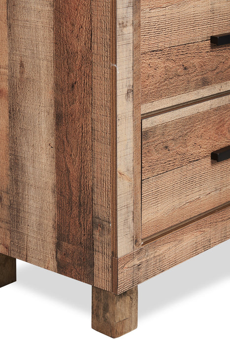 Commode rustique Mojave de 57,4 po (L) x 37,8 po (H) à 6 tiroirs pour la chambre à coucher - brun naturel