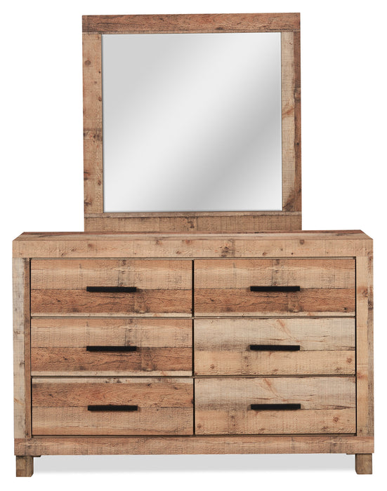Commode rustique Mojave de 57,4 po (L) x 37,8 po (H) à 6 tiroirs pour la chambre à coucher - brun naturel