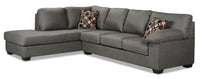  Sofa-lit sectionnel de gauche Morty 2 pièces fabriqué au Canada en tissu d’apparence cuir avec coussins décoratifs - gris