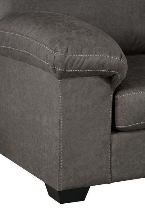 Sofa-lit sectionnel de droite Morty 2 pièces fabriqué au Canada en tissu d’apparence cuir avec coussins décoratifs - gris
