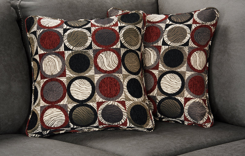 Sofa-lit sectionnel de droite Morty 2 pièces fabriqué au Canada en tissu d’apparence cuir avec coussins décoratifs - gris