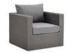 ["Fauteuil Morris pour la terrasse à l’extérieur, osier en résine tressé à la main, tissu en oléfine, résistant aux rayons UV et aux intempéries - gris"]