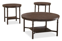 Ensemble de table à café et deux tables de bout Sandling 3 pièces - brun