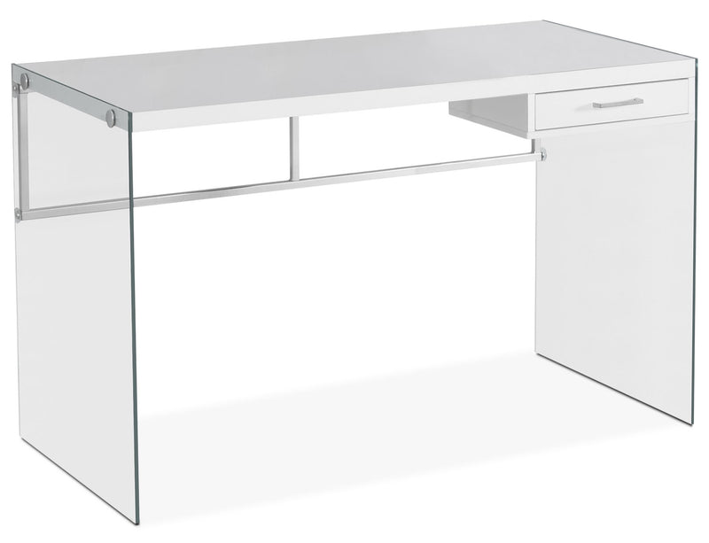 Kylie Computer Desk – White - Modern style Desk in White Glass