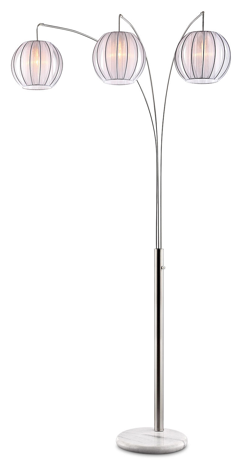 Brushed Steel 3-Light Lantern Arc Floor Lamp