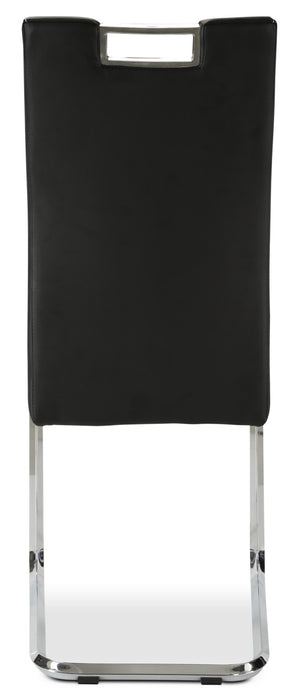 Chaise de salle à manger Tuxedo en tissu de cuir végétalien et en métal - noire