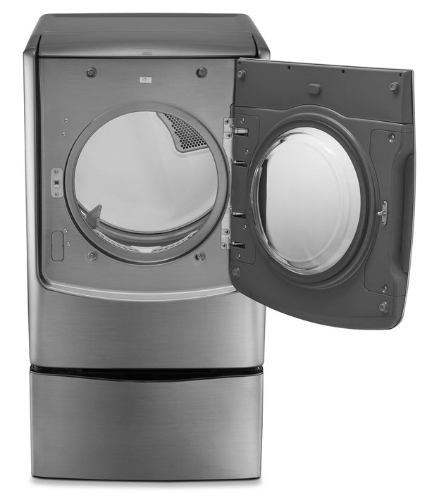 Laveuse à chargement frontal de 5,2 pi³, laveuse-piédestal et sécheuse électrique de 7,4 pi³ de LG - acier graphite