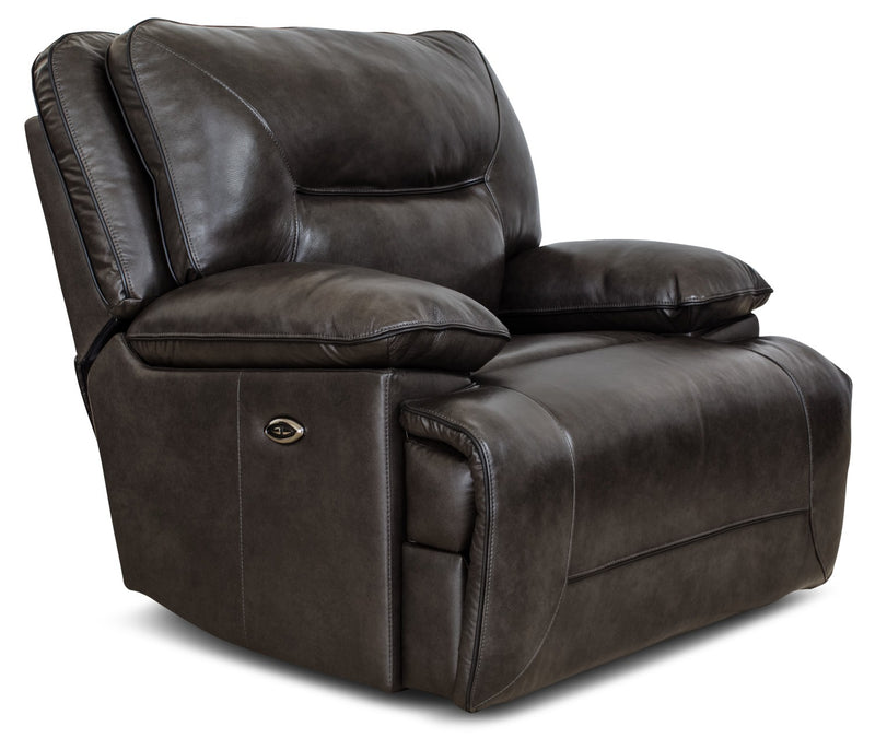 Beau Genuine Leather Power Reclining Chair – Grey - Contemporary style Chair in Grey