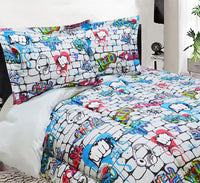 Ensemble d'édredon Graffiti Wall de 2 pièces pour lit simple