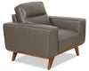 Fauteuil Kai en cuir véritable – gris