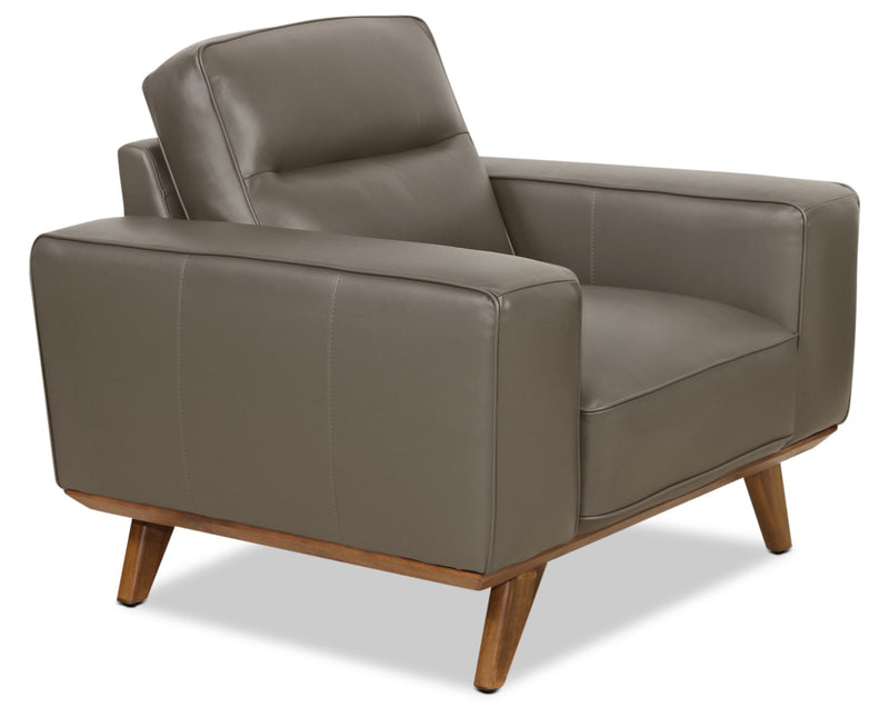 Fauteuil Kai en cuir véritable – gris