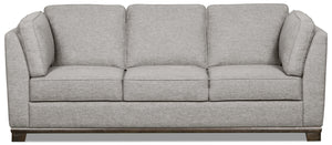 Sofa Oakdale en tissu d'apparence lin - gris pâle