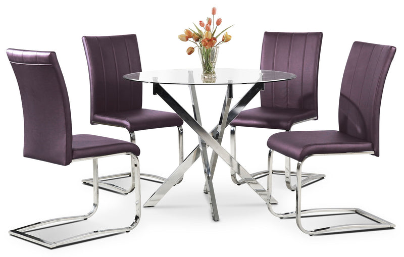 Tori 5-Piece Dining Package - Purple - Modern style Dining Room Set in Purple