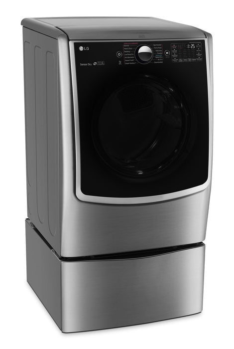 Laveuse à chargement frontal de 5,2 pi³, laveuse-piédestal et sécheuse électrique de 7,4 pi³ de LG - acier graphite