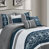 Ensemble d'édredon Ohio 7 pièces pour très grand lit - blue marine et gris