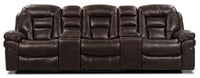  Sofa sectionnel à inclinaison Leo 5 pièces en tissu Leath-Aire pour cinéma maison - noyer 