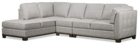  Sofa sectionnel de gauche Oakdale 3 pièces en tissu d'apparence lin - gris pâle 