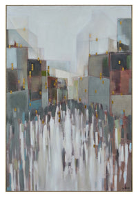 Ville abstraite sur toile encadrée - 40 po x 60 po