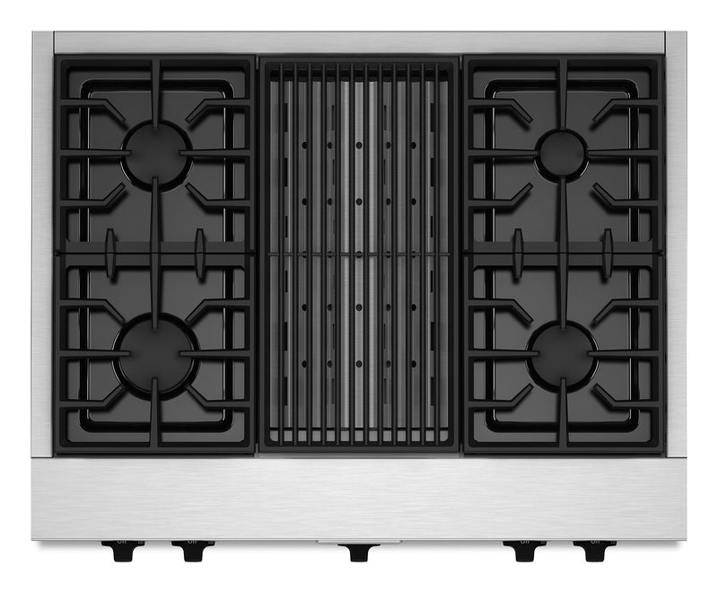 Table de cuisson au gaz de type commercial avec barbecue KitchenAid de 36 po - KGCU462VSS 