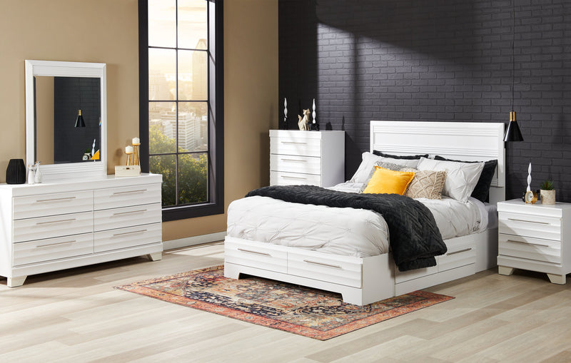 Table de nuit Olivia de 23,5 po (L) x 25,2 po (H) à 2 tiroirs, fabriquée au Canada - blanche