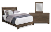  Ensemble de chambre à coucher Olivia 5 pièces fabriqué au Canada avec lit, commode et miroir, gris - format grand lit