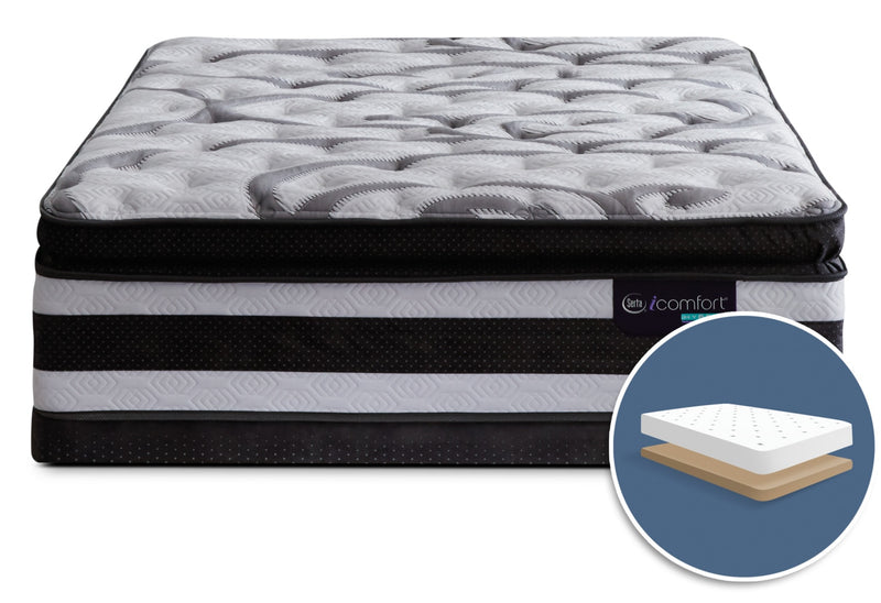 Ensemble semi-ferme plateau-coussin épais profil bas Manolo iComfort Hybride Serta lit double