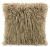 Coussin décoratif en peau de mouton de Mongolie - beige