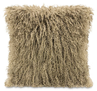 Coussin décoratif en peau de mouton de Mongolie - beige