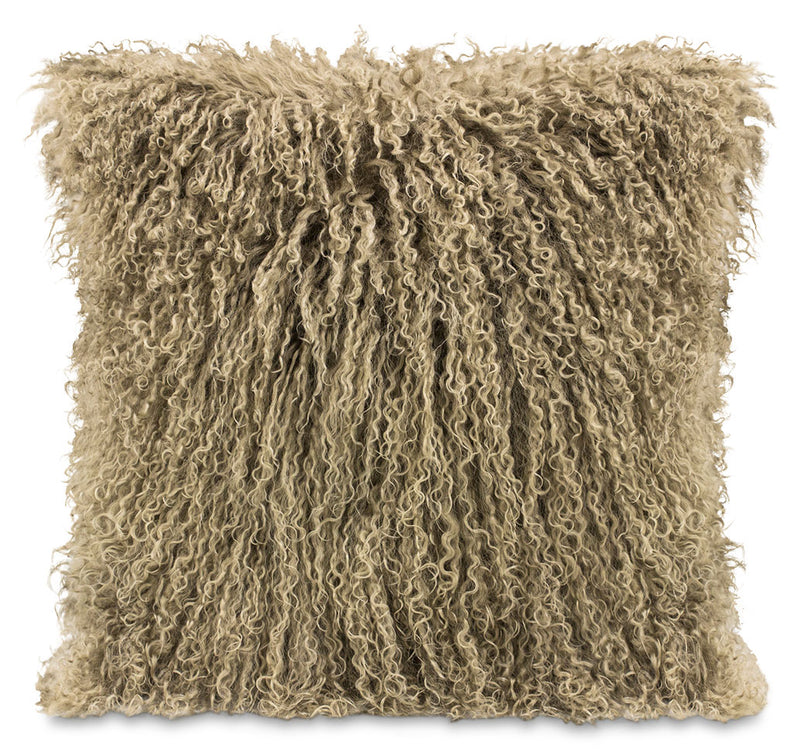 Mongolian Sheepskin Accent Pillow – Beige