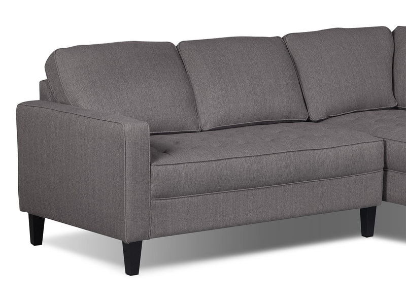 Sofa sectionnel de droite Paris 2 pièces en tissu d'apparence lin - granite