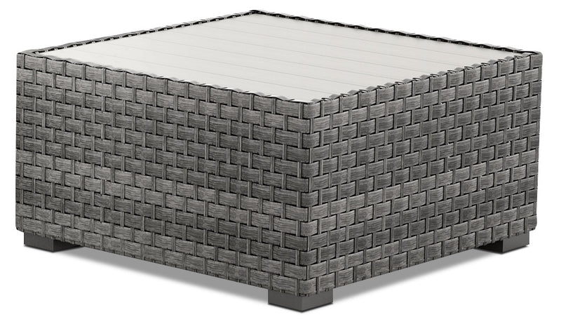 Ensemble Salem 3 pièces pour la terrasse avec table d'appoint, pouf carré et fauteuil de coin
