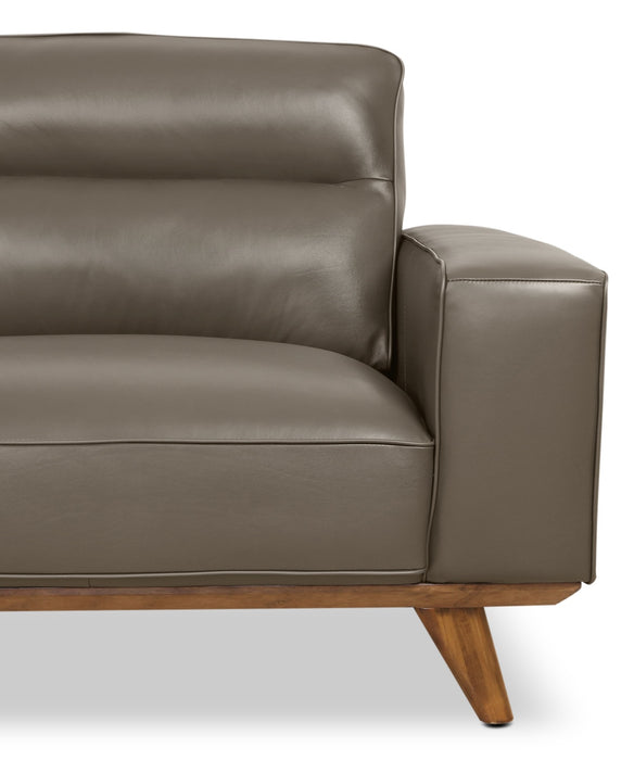 Fauteuil Kai en cuir véritable – gris