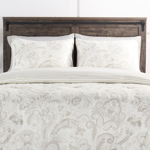 Ensemble d'édredon Indie Paisley 3 pièces pour lit double ou grand lit - blanc