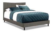  Lit plateforme rembourré Paseo en tissu gris - format grand lit