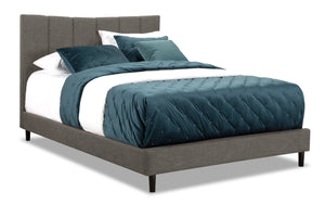 Lit plateforme rembourré Paseo en tissu gris - format grand lit