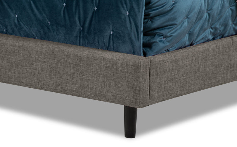 Lit plateforme rembourré Paseo en tissu gris - format grand lit
