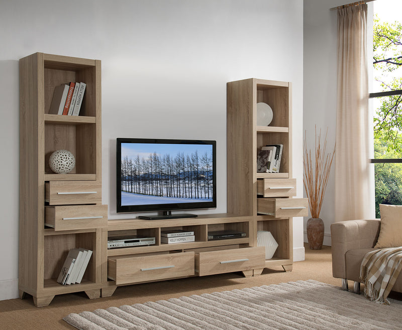 Meuble audio-vidéo Glendale 3 pièces avec ouverture pour téléviseur de 60 po - blanc vieilli