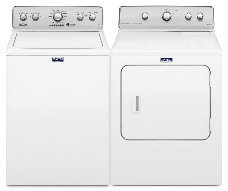 Laveuse à chargement par le haut de 4,9 pi3 et sécheuse électrique de 7,0 pi3 de Maytag  – blanches