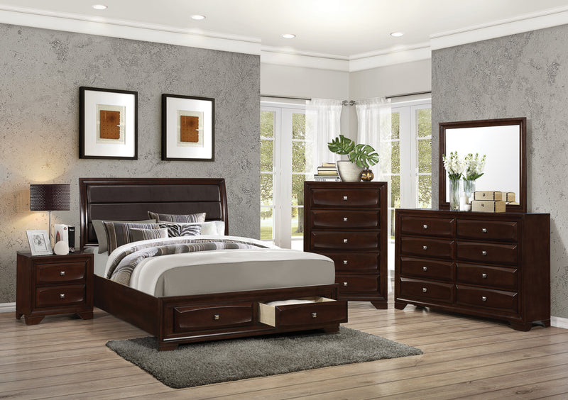 Ensemble de chambre à coucher Jaxon 4 pièces avec grand lit de rangement et commode verticale 