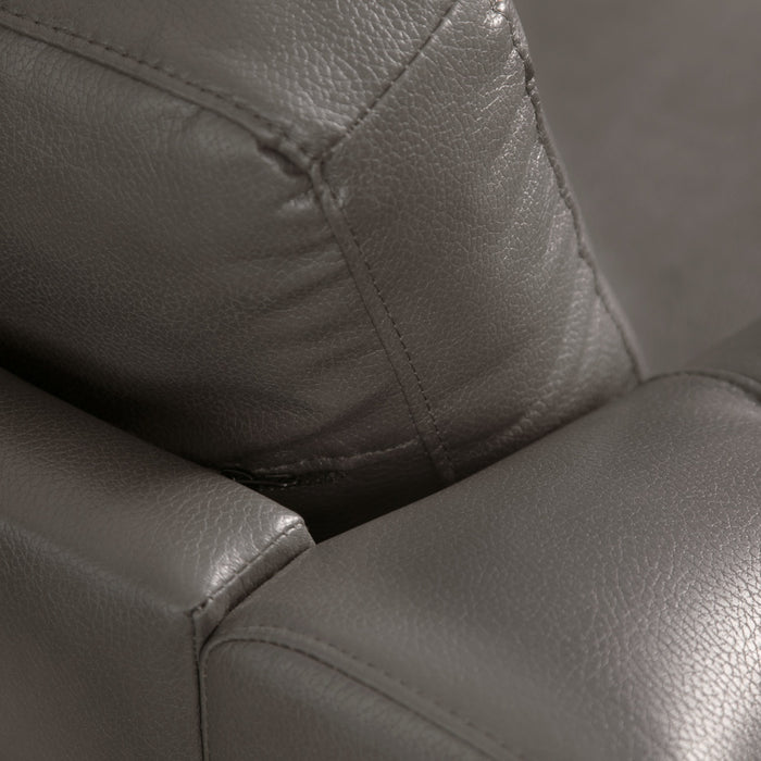 Sofa Andi de 84 po en tissu d’apparence cuir avec capitonnage - gris