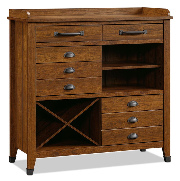 Armoire décorative Carson Forge avec rangement pour le vin - cerisier de Washington