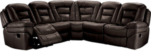Sofa sectionnel inclinable Leo 5 pièces en similicuir - brun noyer